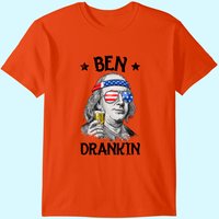 Ben Drankin 4th Of July Benjamin Franklin Men Women Usa Flag T-shirt