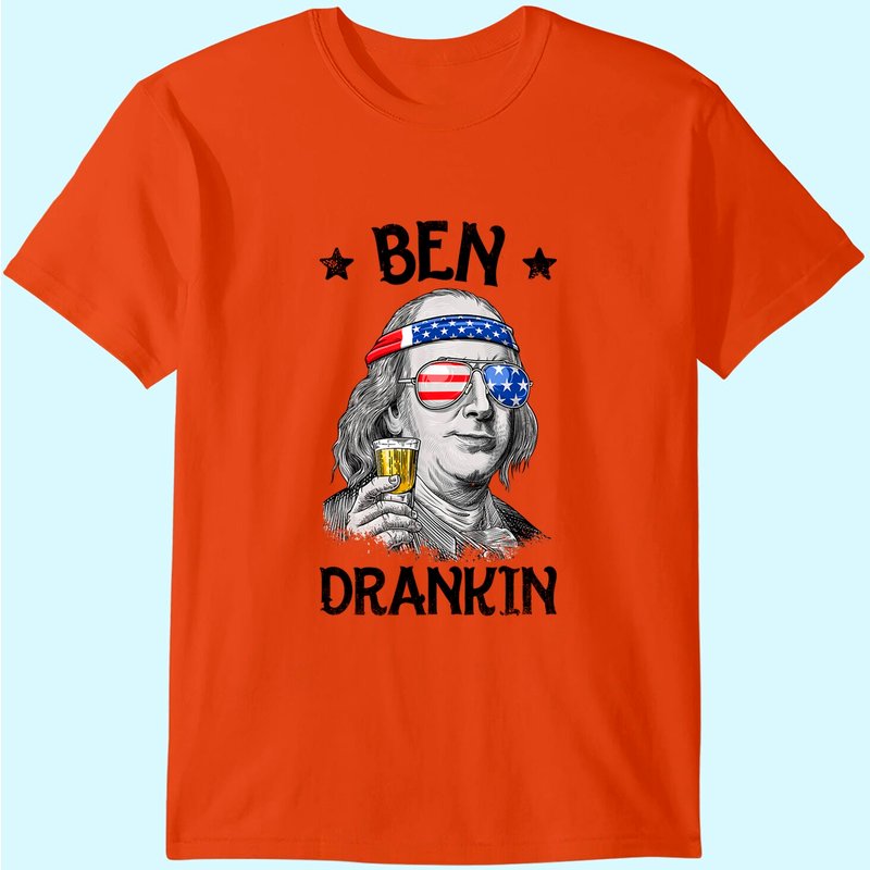 Ben Drankin 4th Of July Benjamin Franklin Men Women Usa Flag T-shirt — T-shirts pour hommes