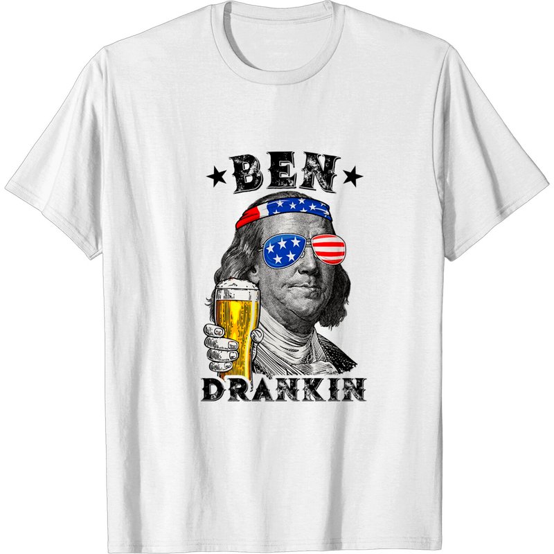 Ben Drankin Benjamin Franklin Funny Drink Beer 4th Of July T-shirt — T-shirts pour hommes