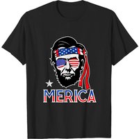 Abraham Lincoln 4th Of July Merica Men Women American Flag T-shirt — T-shirts pour hommes