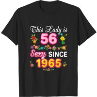 This Lady Is 56 Sexy Since 1965 Floral Happy 56th Birthday T-shirt