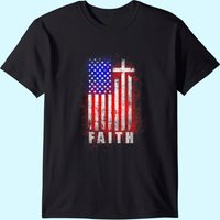 Patriotic Christian Faith Love Jesus American Flag Cross T-shirt — T-shirts pour hommes