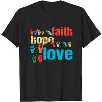 Asl Faith Hope Love American Sign Language Christian Easter T-shirt — T-shirts pour hommes