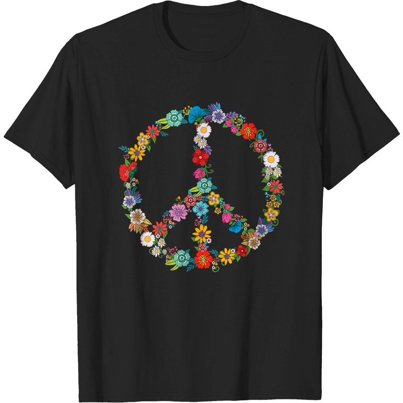 Womens Love And Peace Flower Hippie Lover Beautiful Cute Funny Gift T-shirt — T-shirts pour hommes