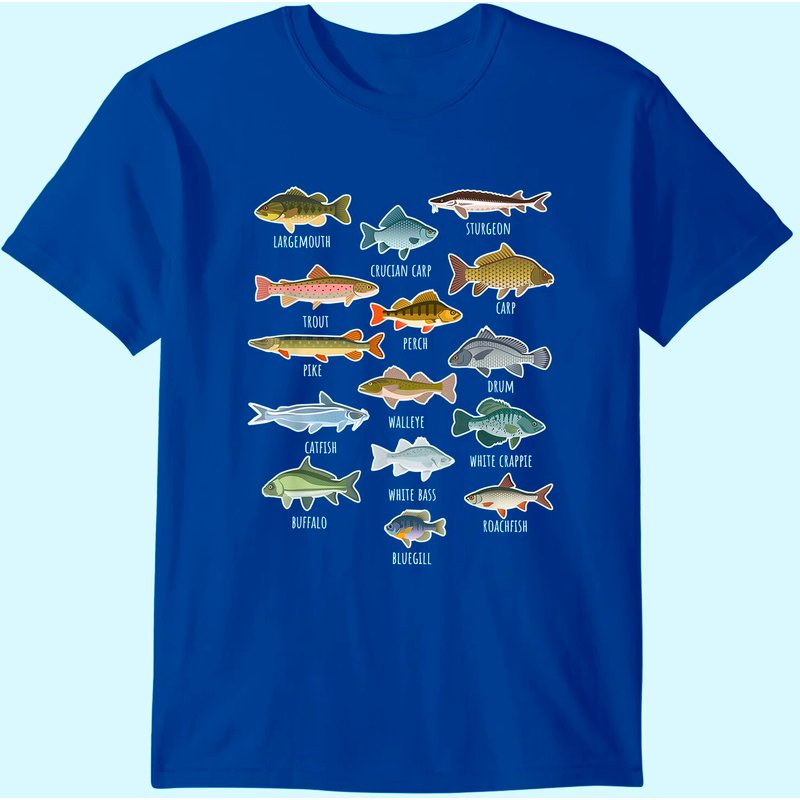 Types Of Freshwater Fish Species Fishing T-shirt — T-shirts pour hommes
