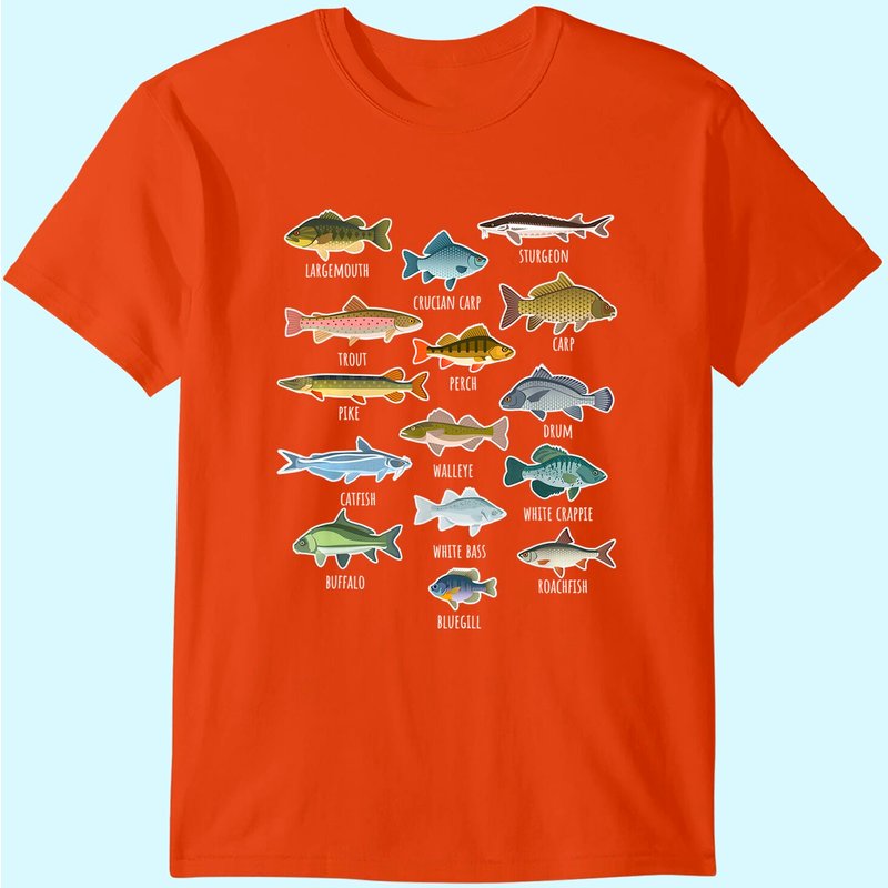 Types Of Freshwater Fish Fishing T-shirt