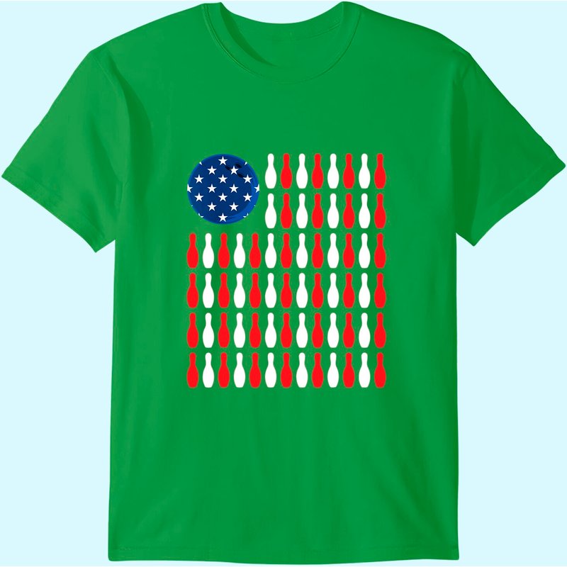 American Flag - Patriotic Bowler & Bowling T-shirt — T-shirts pour hommes