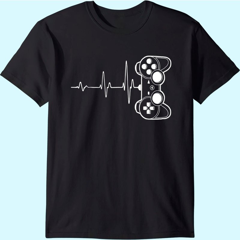 Gamer Heartbeat T-shirt Video Game Lover Gift Tee — T-shirts pour hommes