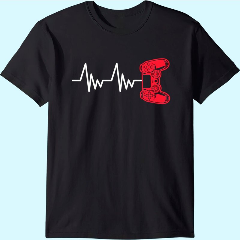 Gamer Heartline Video Gaming Controller With A Lifeline T-shirt — T-shirts pour hommes