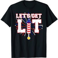 Let's Get Lit Cute Fireworks Funny Fourth Of July T-shirt