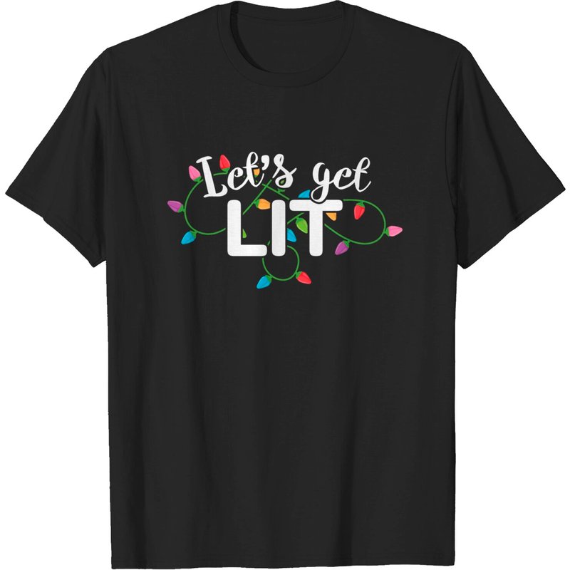 Christmas Lights Let's Get Lit T-shirt — Mens T Shirts