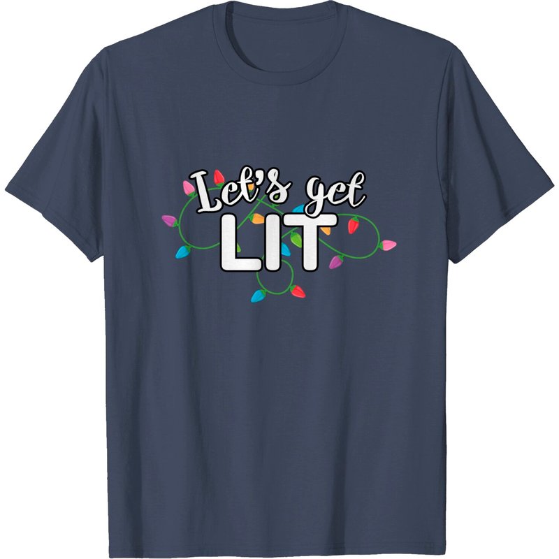 Womens Christmas Lights Let's Get Lit Gift T-shirt — T-shirts pour hommes