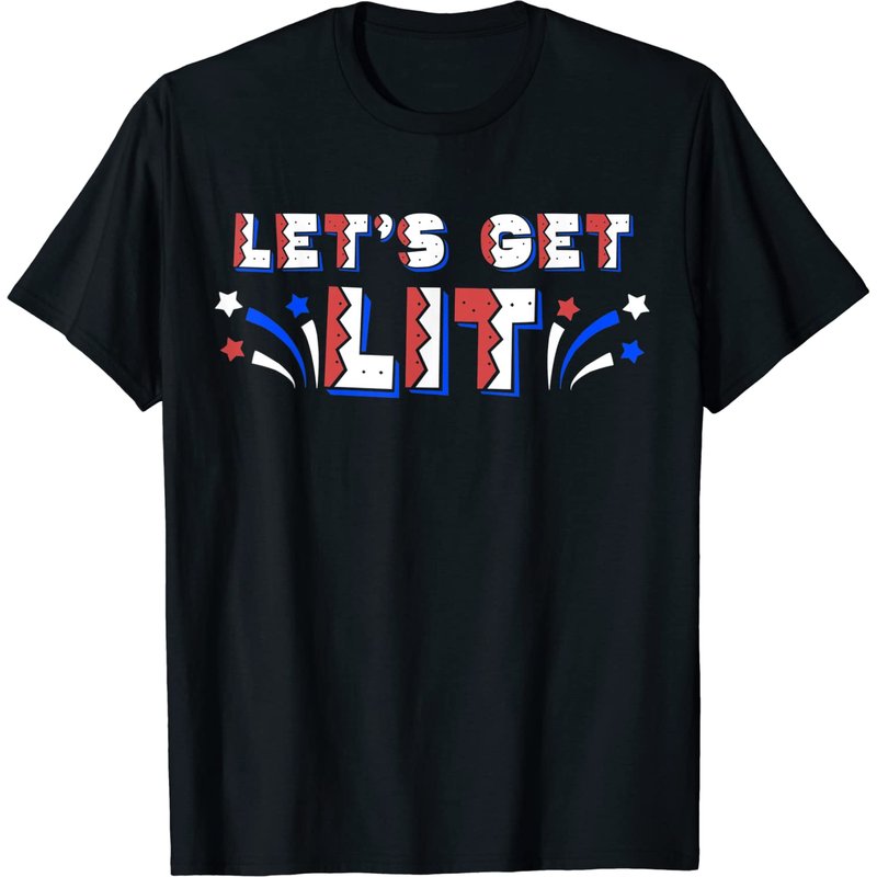 Let's Get Lit Funny 4th Of July Fireworks Red White Blue Usa T-shirt — T-shirts pour hommes