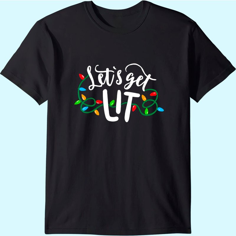 Christmas Funny Pajamas Let's Get Lit Christmas Shirt — T-shirts pour hommes