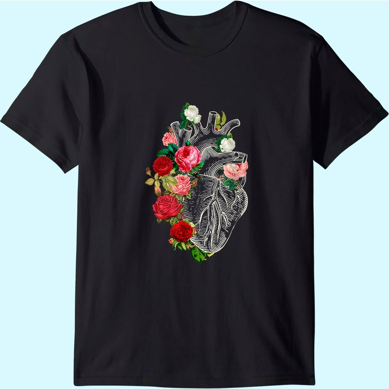 Anatomical Heart And Flowers Show Your Love Women Men T-shirt — T-shirts pour hommes
