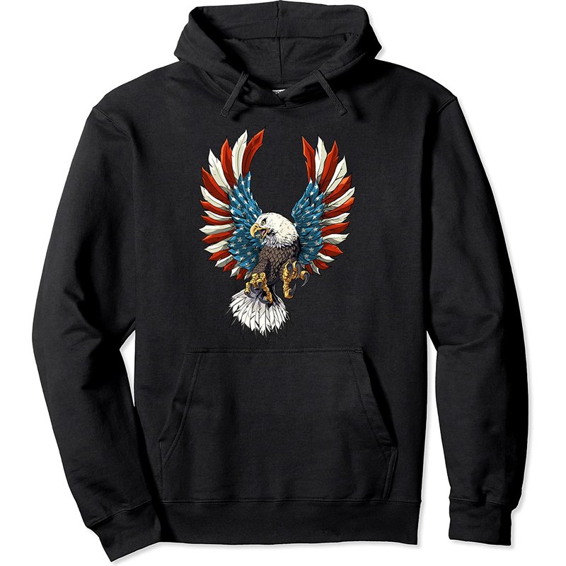 Patriotic Eagle 4th Of July Usa American Flag Men Women Kids Pullover Hoodie — Sweats à capuche pour hommes