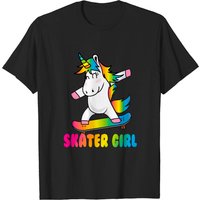 Skater Girl Funny Cute Unicorn Skating Cool Skateboard T-shirt