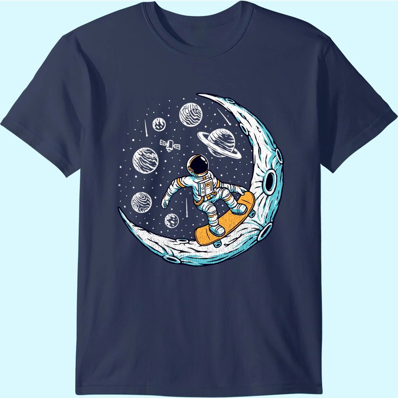 Skating Astronaut Moon Kids Skater Boys Skateboard T-shirt — T-shirts pour hommes