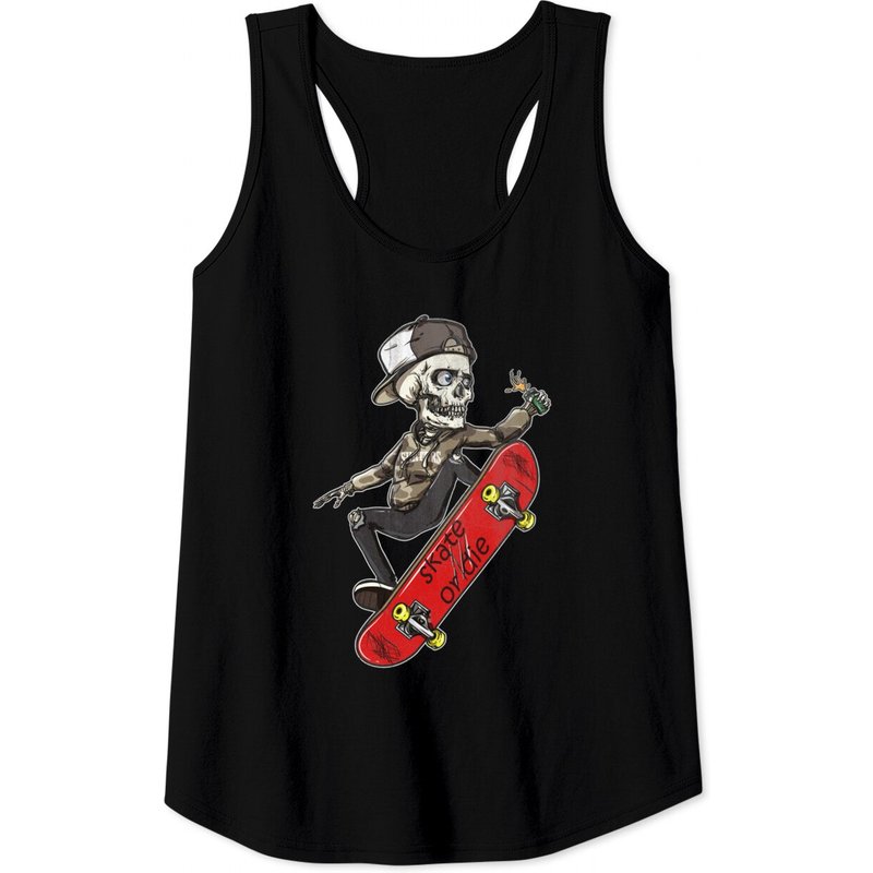 Skateboarder Skate Or Die Skeleton Skater Skateboard Gift Tank Top — T-shirts pour hommes