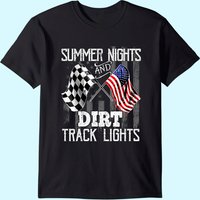 Summer Nights Dirt Track Lights Racing Motocross Gift Men T-shirt — Mens T Shirts
