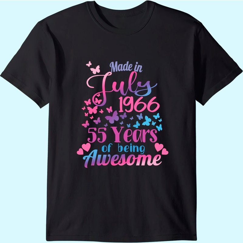 Womens 55th Birthday, July 1966, For Women, 55 Years Old, Awesome T-shirt — Mens T Shirts