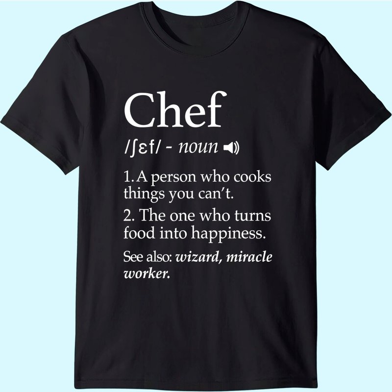 Chef Definition Funny Cook T-Shirt for Men in Black — Mens T Shirts