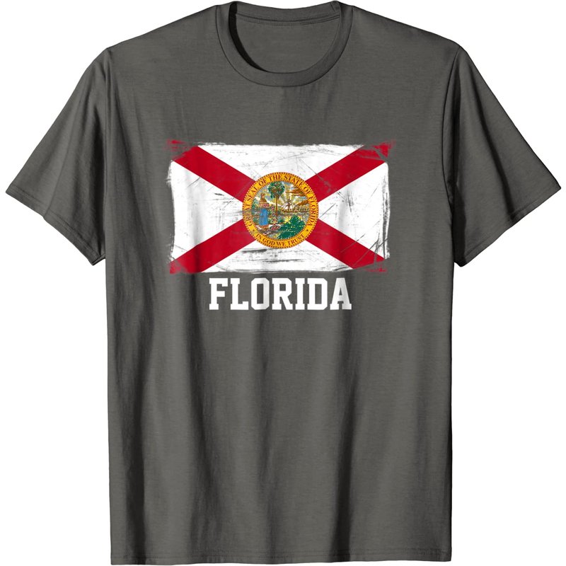 T-shirt pour hommes Florida avec drapeau américain vintage usé — T-shirts pour hommes