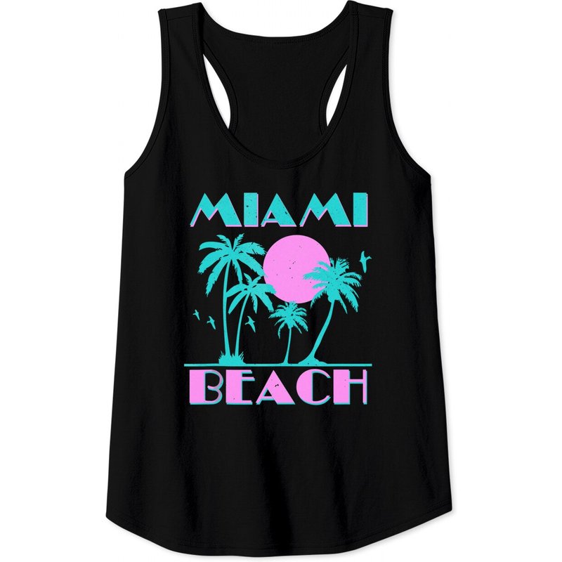 Débardeur pour hommes Miami Beach style années 70-80 noir — T-shirts pour hommes