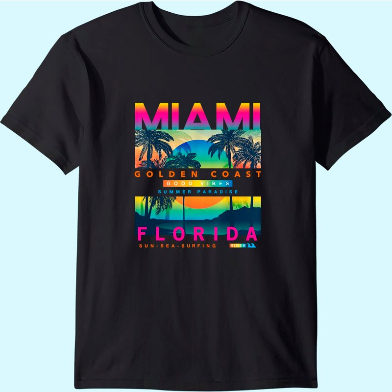 T-Shirt pour hommes Miami Couleurs de lever de soleil — T-shirts pour hommes