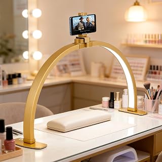 FAHKNS Half Moon LED Desk Lamp with Phone Holder and 3 Color Temperatures