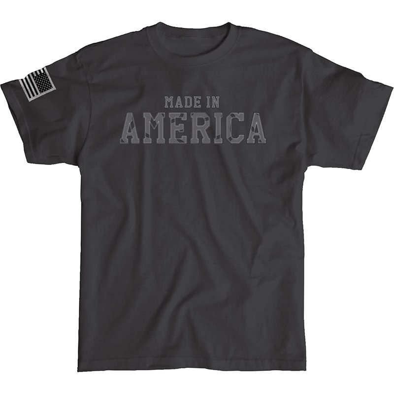T-Shirt Noir Made In America avec Drapeau sur la Manche — T-shirts pour hommes