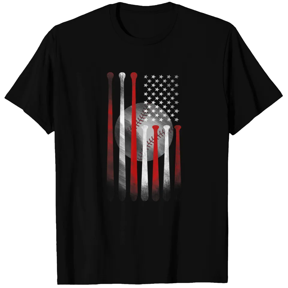 T-shirt Vintage Baseball Drapeau Américain pour Hommes