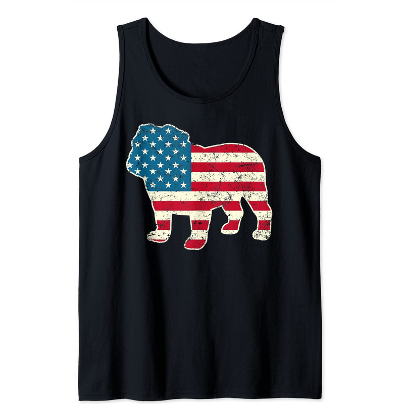 Débardeur pour hommes English Bulldog du 4 juillet avec drapeau américain