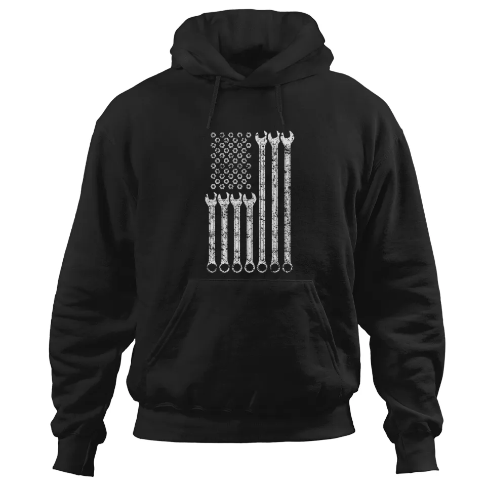 Hoodie Mécanicien Drapeau Américain pour Hommes et Femmes — Sweats à capuche pour hommes