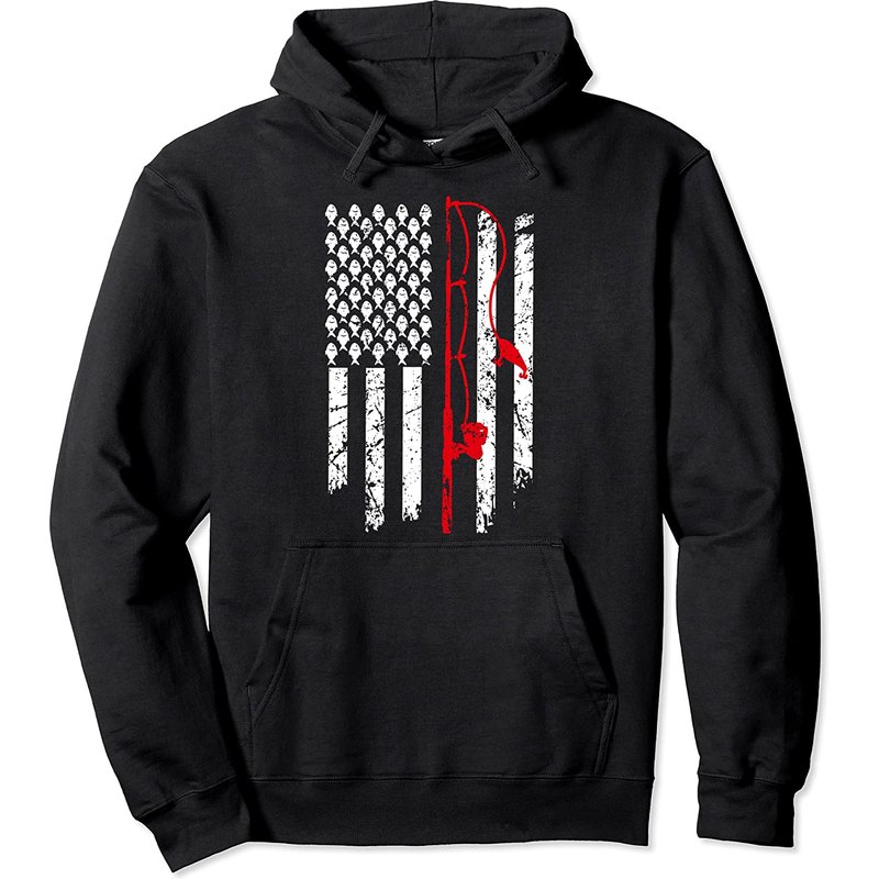 Hoodie de Pêche Vintage Drapeau Américain pour Hommes — Sweats à capuche pour hommes