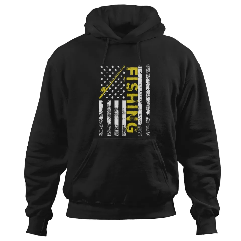 Hoodie Patriotique USA avec Canne à Pêche Drapeau Américain — Sweats à capuche pour hommes