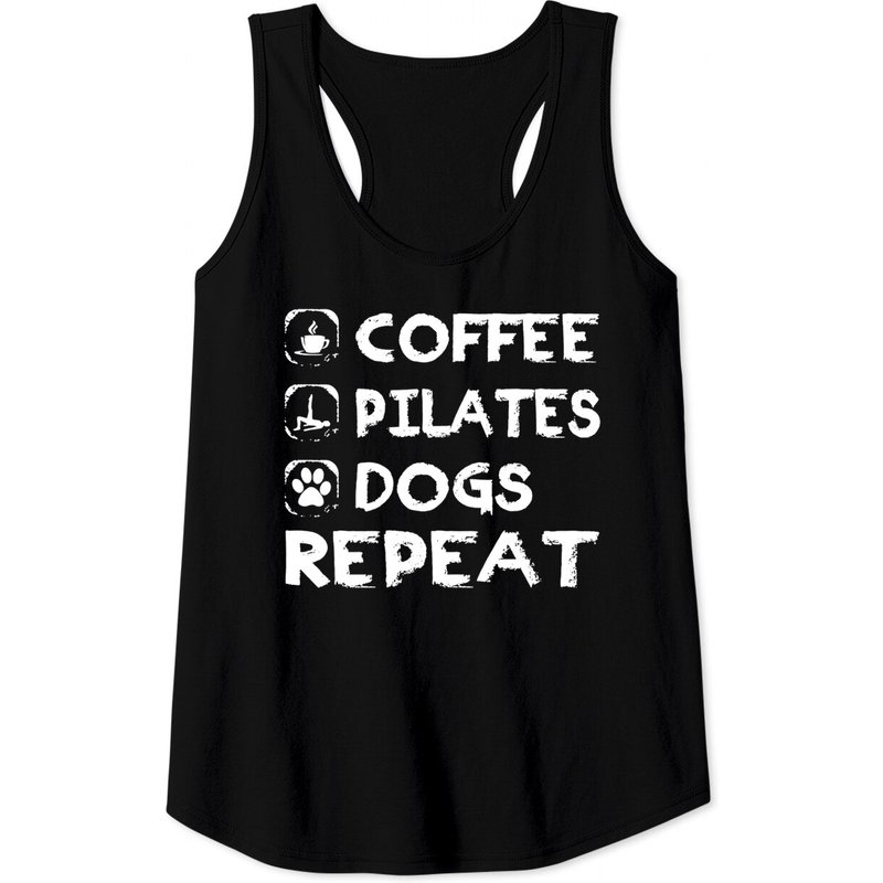 Débardeur Coffee Pilates Dogs Repeat pour hommes en noir
