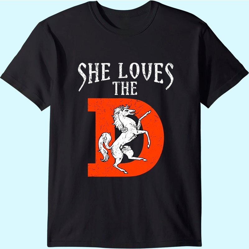T-shirt Sportif Amusant She Loves The Denver D pour Hommes — T-shirts pour hommes