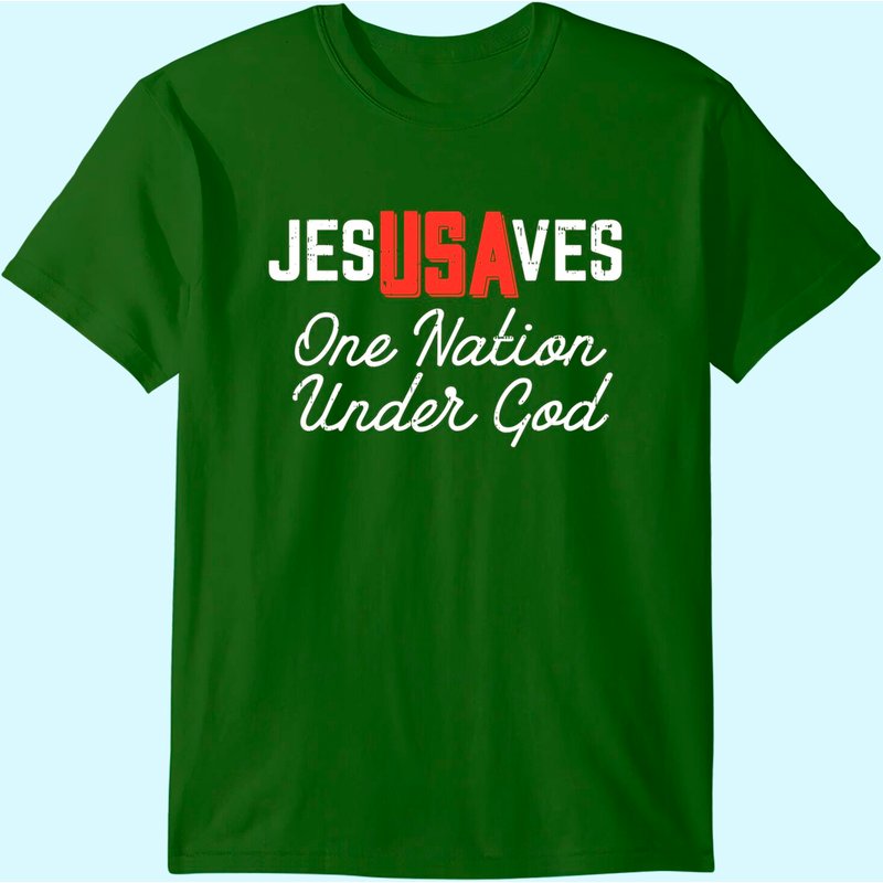 T-shirt pour hommes Jesus Saves USA One Nation Under God — T-shirts pour hommes