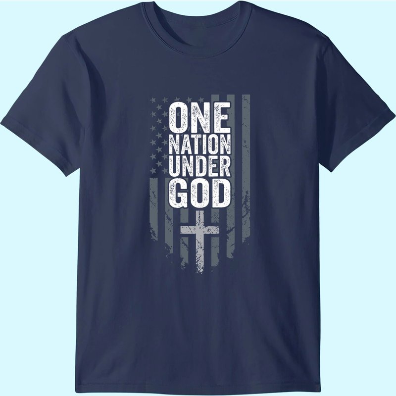 T-shirt One Nation Under God avec drapeau chrétien des États-Unis — T-shirts pour hommes