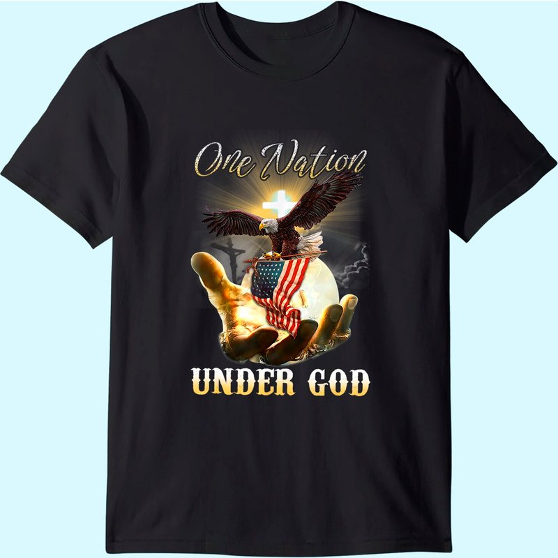 T-shirt Eagle USA Christian Patriot One Nation Under God — T-shirts pour hommes