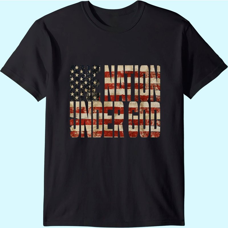 One Nation Under God Weathered American Flag T-Shirt for Men — Mens T Shirts