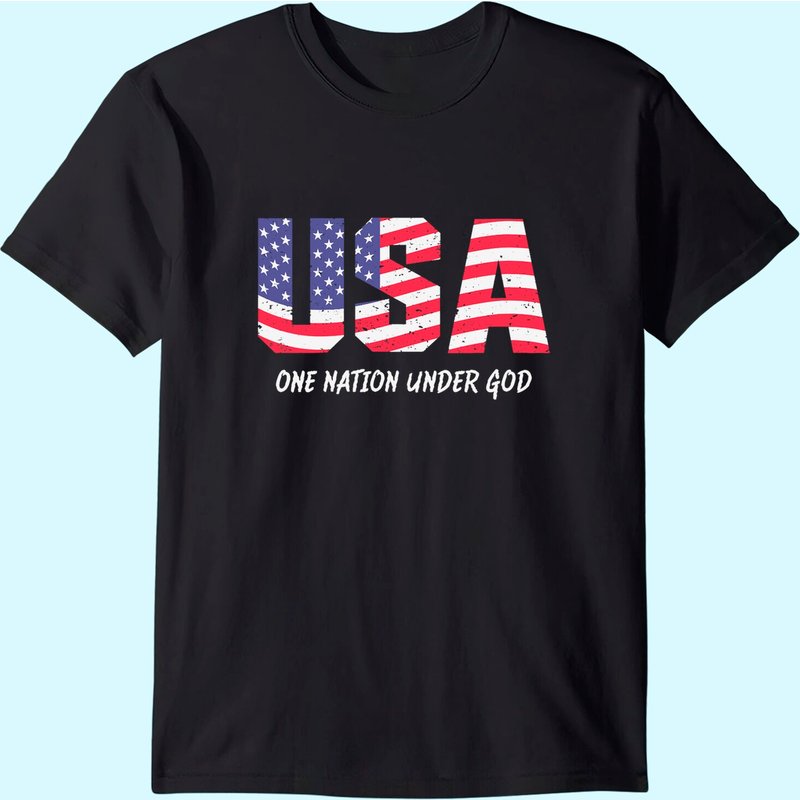 T-shirt One Nation Under God Drapeau Américain pour Hommes — T-shirts pour hommes