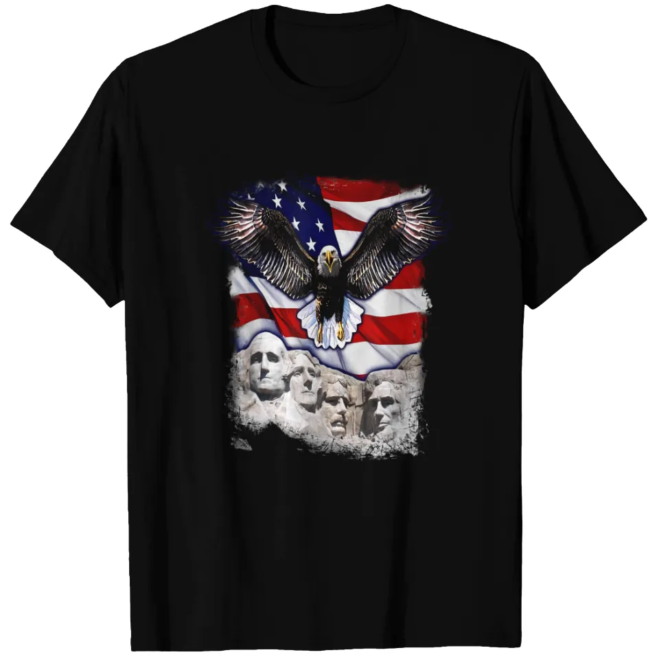 T-shirt pour hommes American Bald Eagle Mount Rushmore 'Merica Flag — T-shirts pour hommes