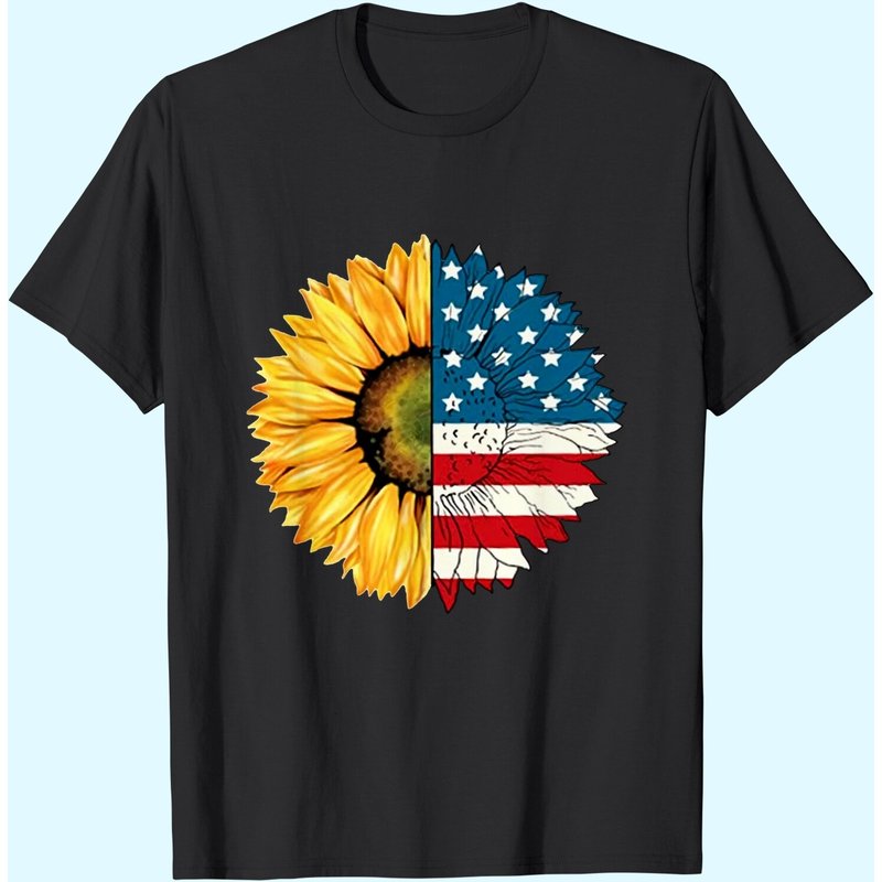 T-shirt Patriote Américain à Fleurs Honeygod du 4 Juillet pour Hommes — T-shirts pour hommes