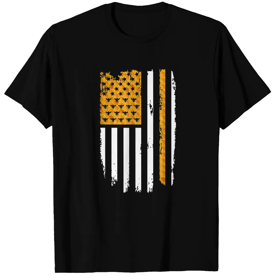 T-shirt pour hommes avec motif de l'abeille et drapeau américain — T-shirts pour hommes