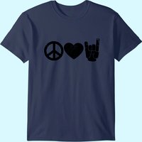 T-shirt Peace Love Rock And Roll pour hommes