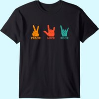 T-shirt Vintage Classic Peace Love Rock pour Hommes