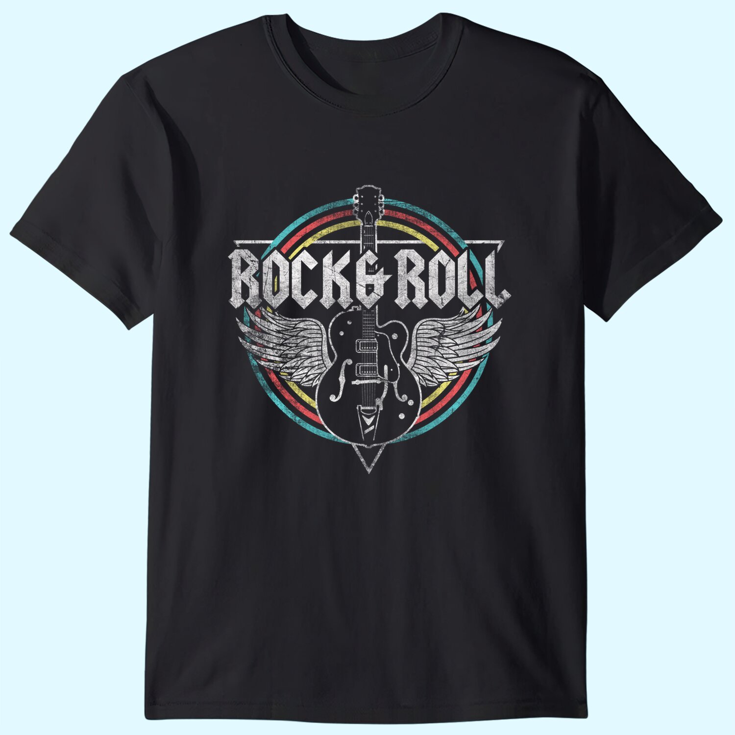 T-shirt Rock & Roll Guitar Wings pour hommes