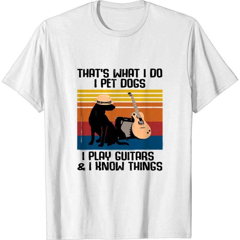 That's What I Do I Pet Dogs Funny Guitar T-Shirt for Men — Mens T Shirts